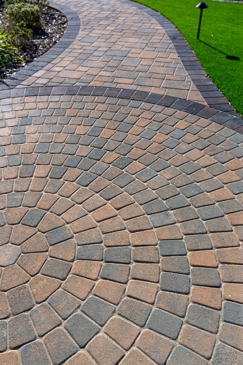 Brick-effect stamped concrete finish