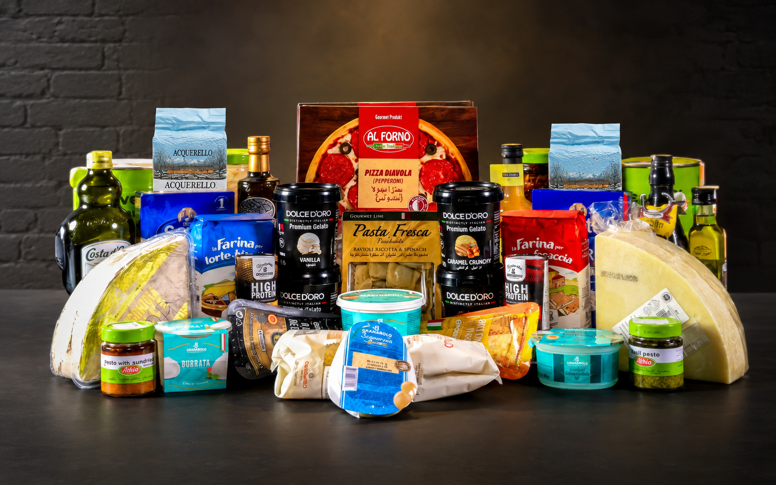 Assortment of Italian food products
